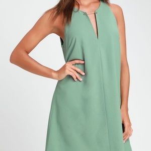 Lulu's Near Or Bar Sage Green Shift Dress Small